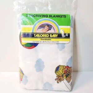 Vtg Tailored Baby Coordinates Teddy Bears Swaddle Nursery Receiving Blankets